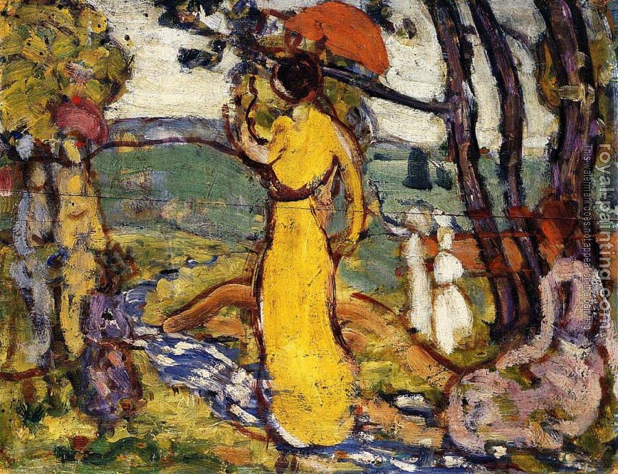 Maurice Brazil Prendergast : A Lady in Yellow in the Park